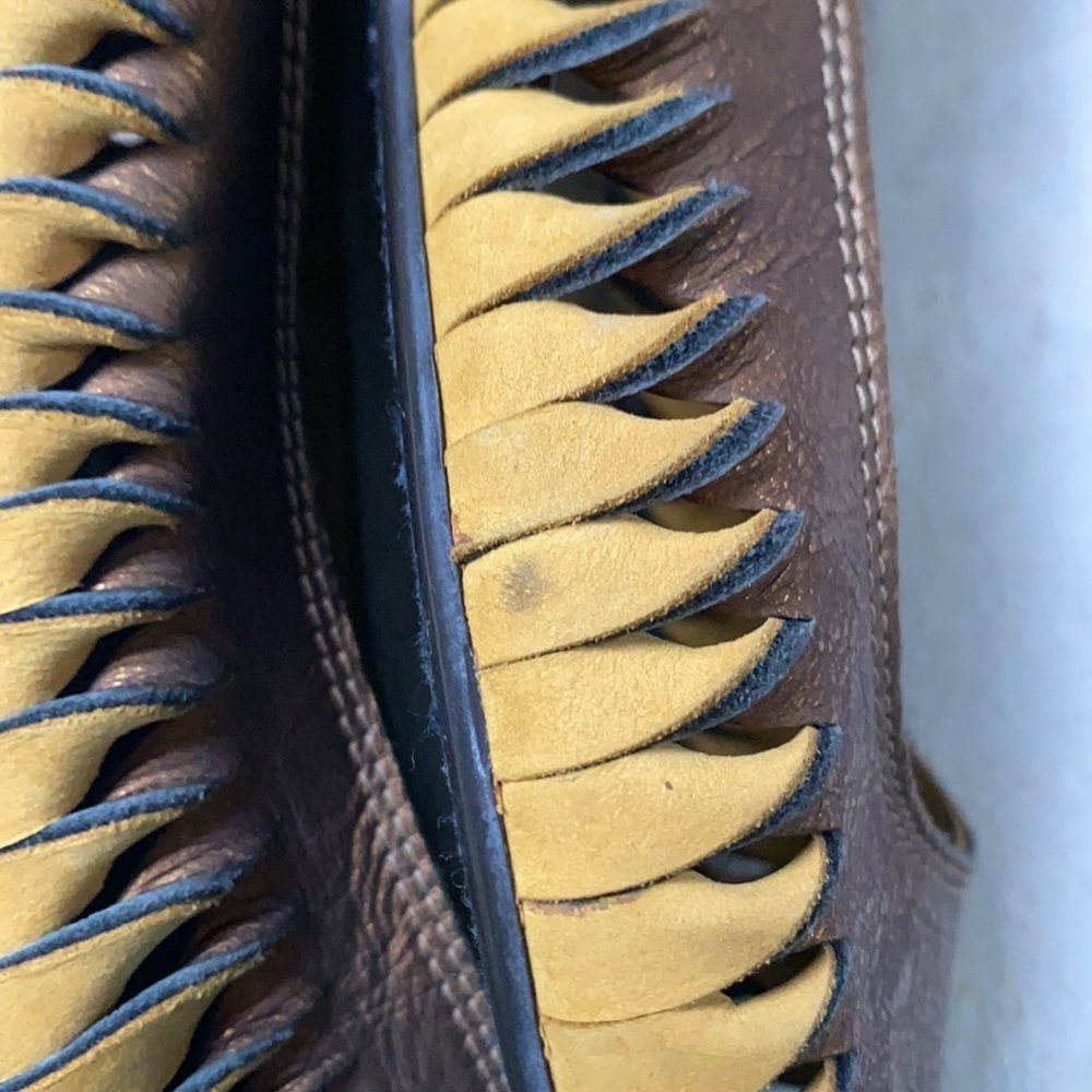 DONALD J. PLINER EDA BRONZE AND MUSTARD HUARACHE MOCCASIN STYLE BALLERINA FLAT‌‌ - Picture 9 of 9